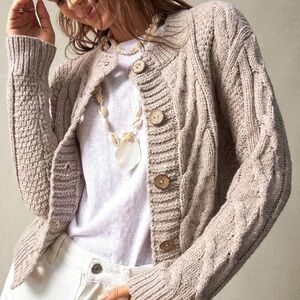 Cozy Beige Cable Knit Cardigan